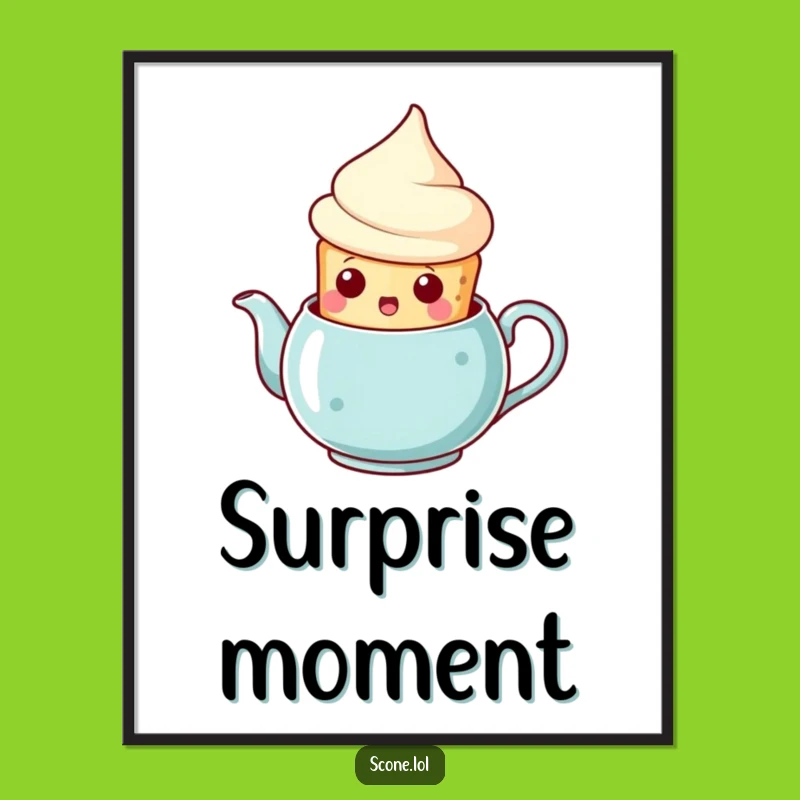 Funny Scone Teapot Surprise Digital Art: Hilarious Tea Time Print