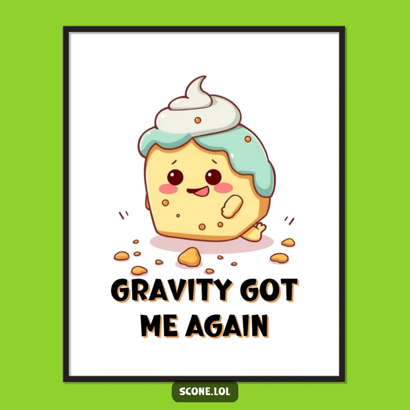 Funny Scone Tripping Digital Art: Instant Comical Charm for Your Walls!