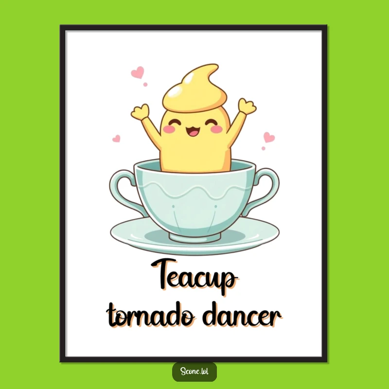 Funny Teacup Dance Scone Digital Art Print: Bring Whimsy Home as Hilarious Art
