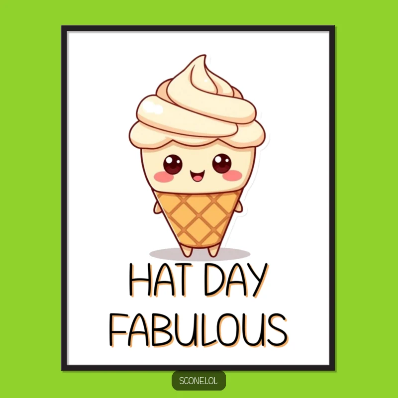 Funny Scone Cream Hat Digital Print: Instant Adorable Art for Sweet Spaces