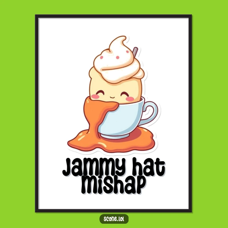 Funny Scone Jam Slip Digital Art: Instant Download of Hilarious Pastry Art
