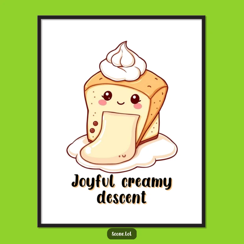 Funny Scone Cream Slide Digital Art: High-Quality Pastry Art For Hilarious Dessert Decor