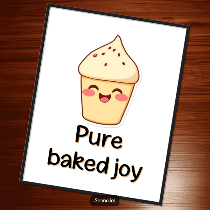 Funny Scone Digital Art: A rosy-cheeked scone giggles, bringing sweet, infectious humor to digital displays. Funny gift.