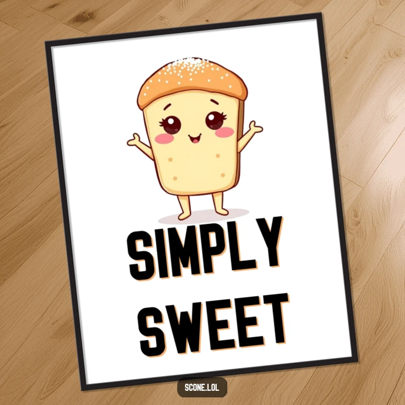 Funny Scone Sugar Dust Pose Digital Art Print: A scone striking a proud pose, dusted with sugar, ready to be displayed.