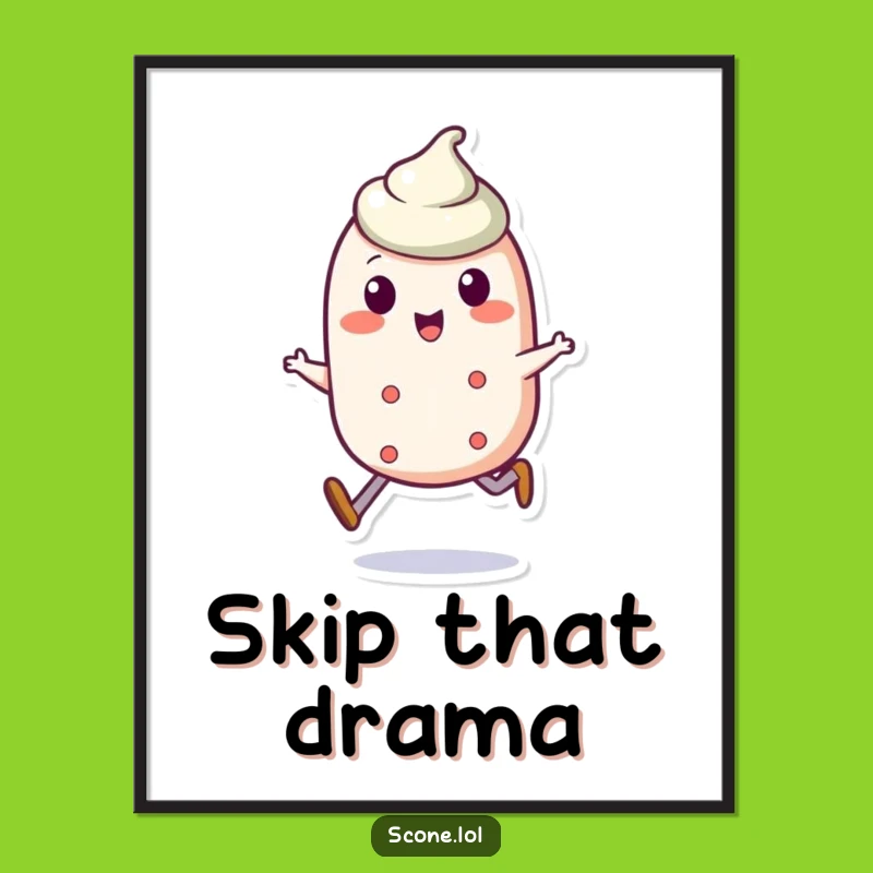 Funny Scone Skip Digital Art: Jaunty Character Print for Cheerful Decor Gift