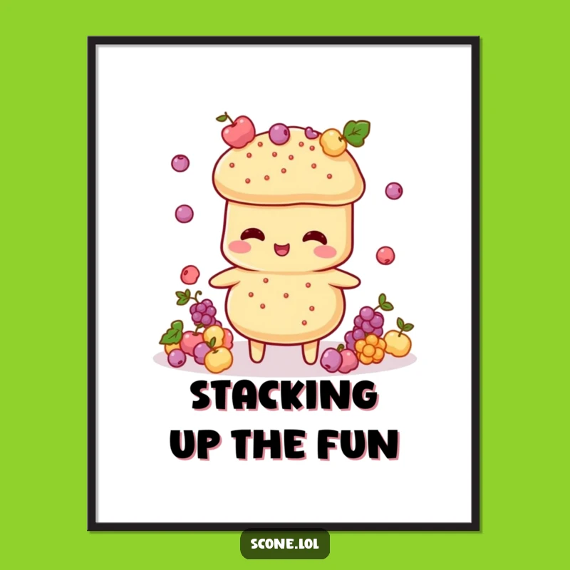 Funny Scone Juggler Digital Art Print: Bring Whimsy Home as a Hilarious Pastry