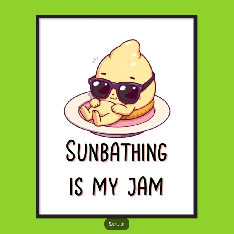 Funny Scone Digital Print: Tiny Sunglasses Pastry Art for Instant Joy