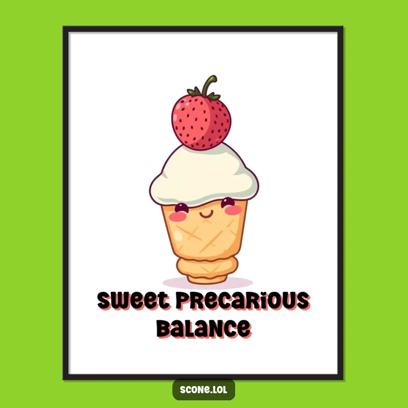 Funny Scone Balance Digital Art: High-Quality Pastry Art For Hilarious Home Decor