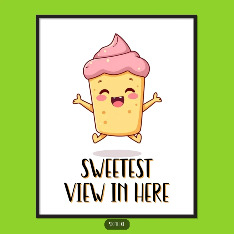 Funny Scone Digital Art: Joyful Jumping Baked Good for Instant Download, Perfect Funny Gift