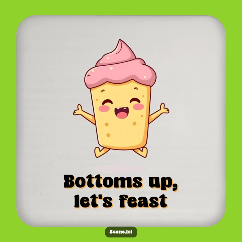 Funny Scone Coaster: Protect Surfaces with this Joyful Jumping Baked Good, Unique Funny Gift