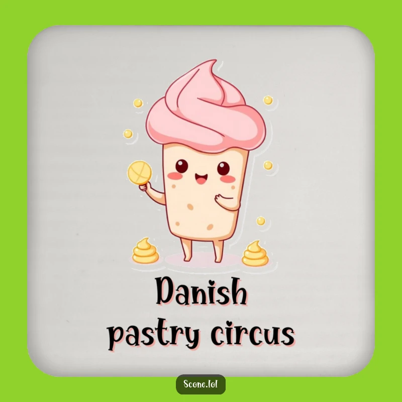 Funny Scone Juggling Cream Coaster: Protect Surfaces with Playful Pastry Art