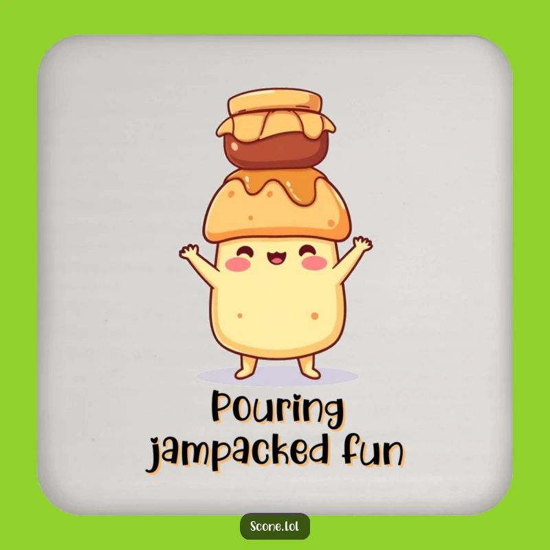 Funny Balancing Scone Jam Jar Coaster - Protect Surfaces Hilariously Funny Gift