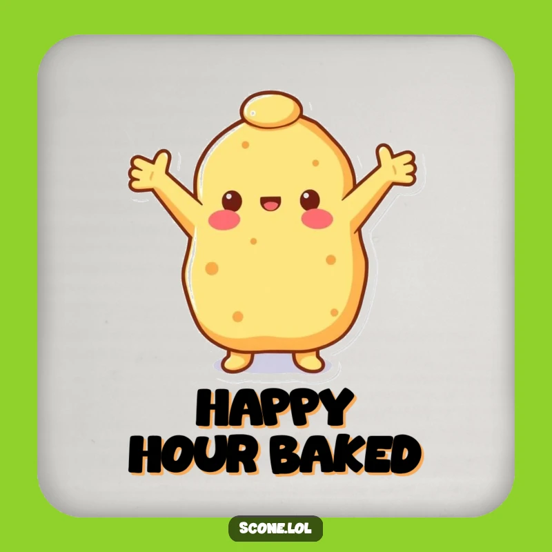 Funny Happy Scone Coaster: Welcome Drinks with Open Arms Pastry