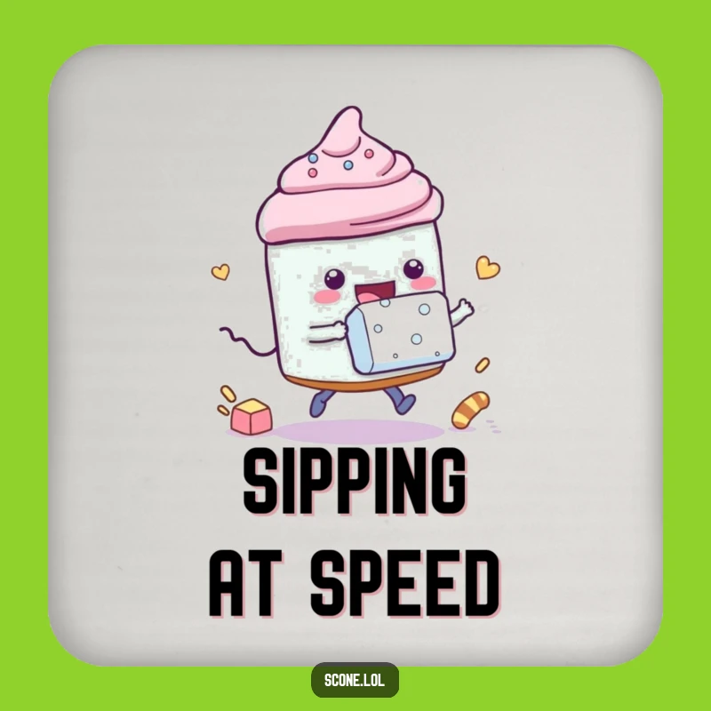 Funny Racing Scone Sugar Cube Coaster - Protect Surfaces Hilariously Funny Gift