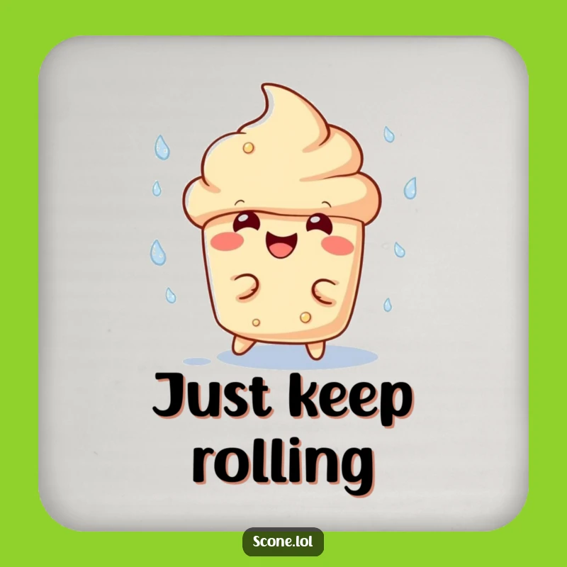 Funny Scone Dodging Rain Coaster - Protect Surfaces with Humor