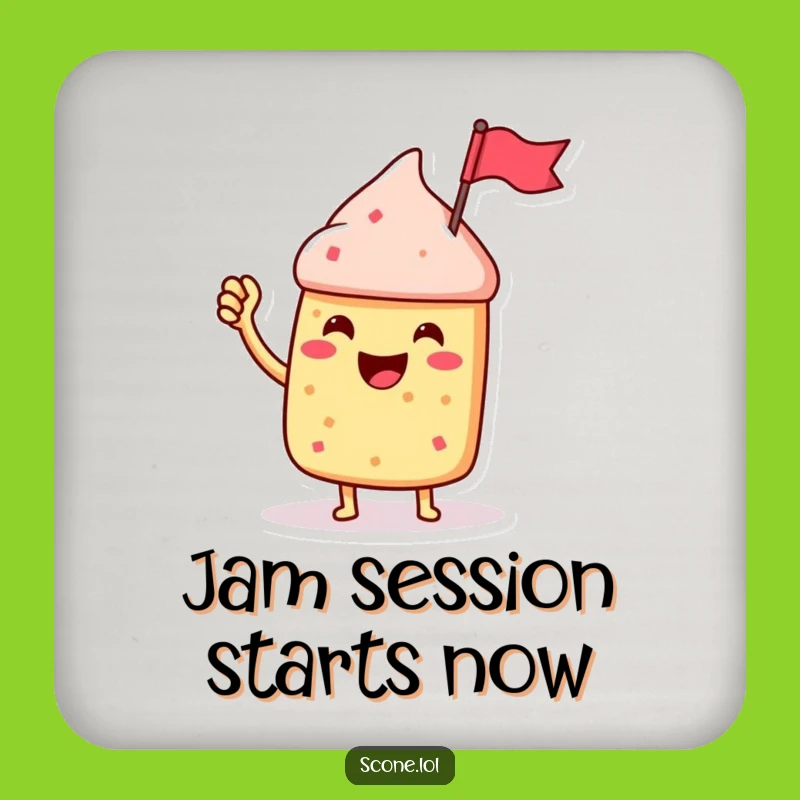 Funny Scone Drink Coaster with Jam Flag - Protect Surfaces with Cheer