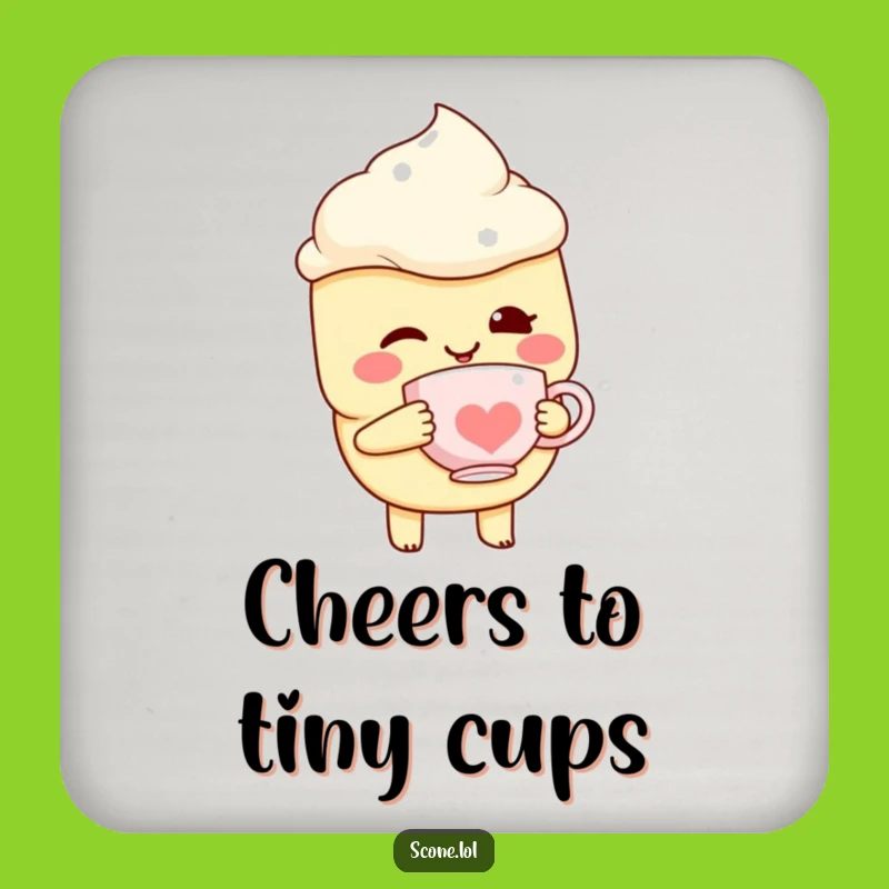 Funny Scone Drink Coaster with Teacup - Protect Surfaces with Playful Charm