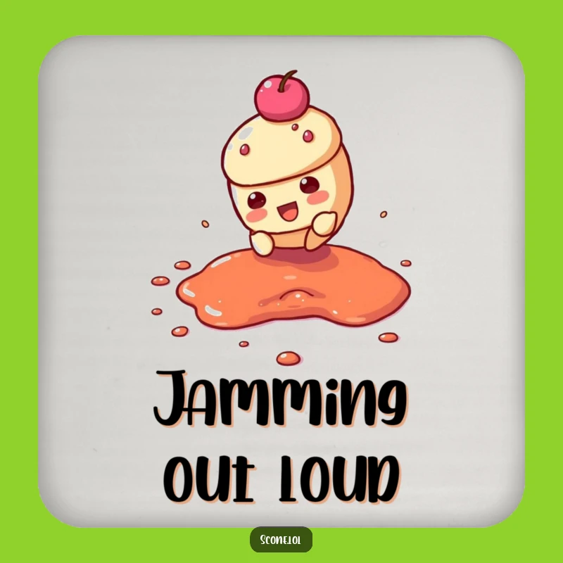 Funny Scone Jam Slide Drink Coaster: Protect Surfaces With Pastry Action