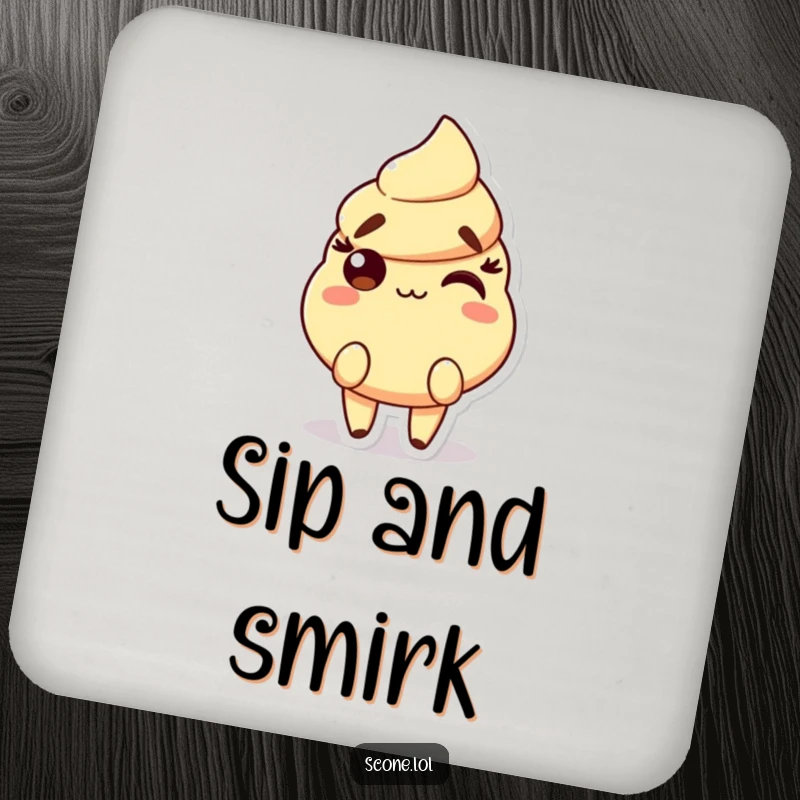 Funny Scone Drink Coasters showing a character with raised eyebrows and a playful smirk, perfect for sassy drink service.
