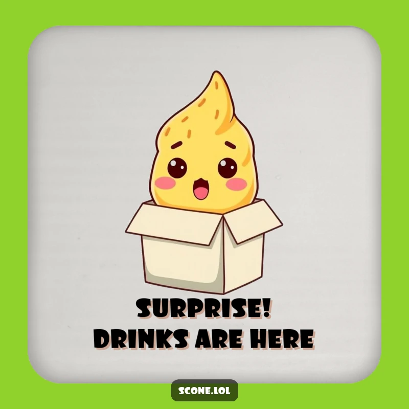 Funny Scone Surprise Coaster: Protect Surfaces with a Startled Baked Good, Unique Funny Gift