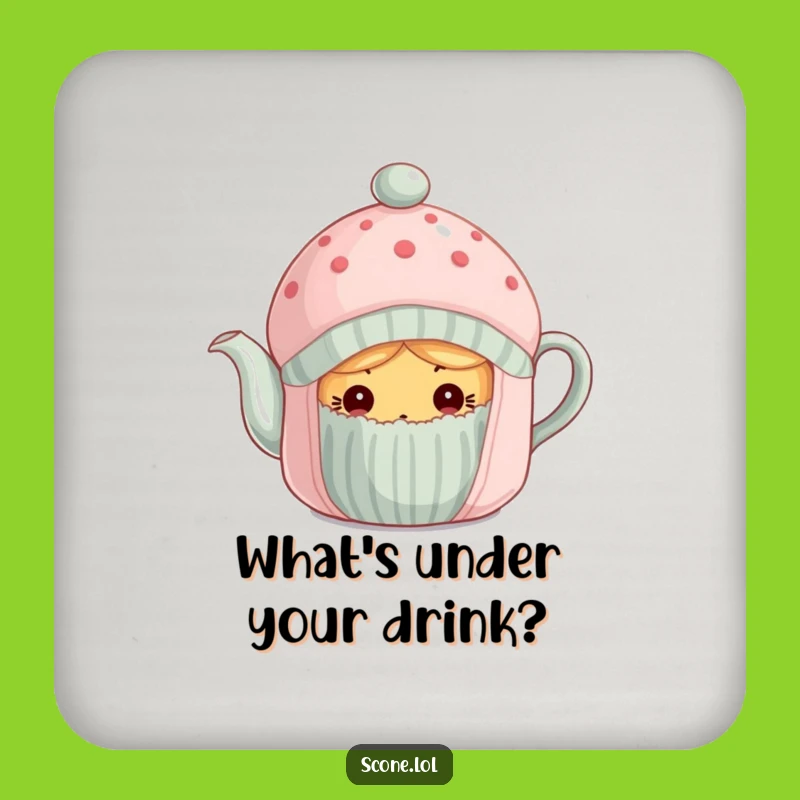 Funny Scone Tea Cozy Drink Coaster - Protect Surfaces with Curious Charm!