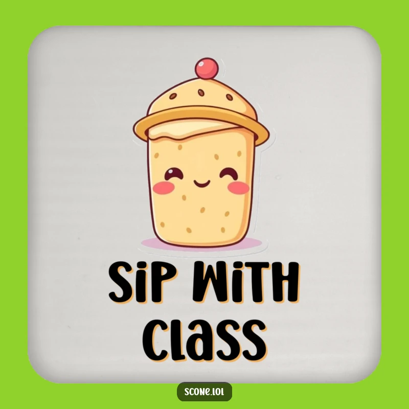 Funny Scone Tea Hat Coaster: Protect Surfaces Hilariously