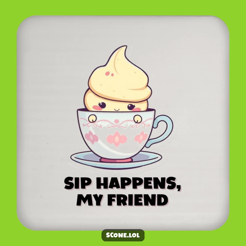 Funny Scone Teacup Peek Coaster: Protect Surfaces with Sweet Charm!