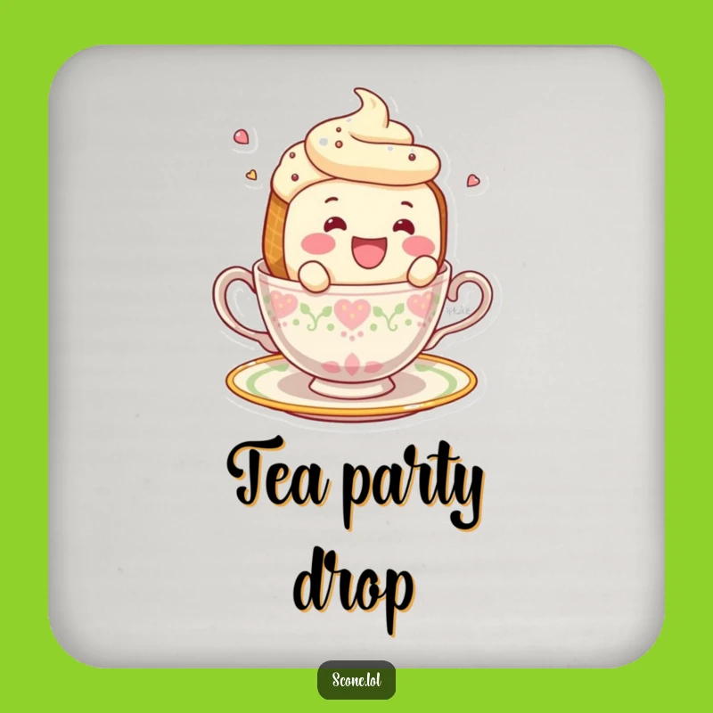 Funny Smiling Scone Falling Teacup Coaster - Protect Surfaces with Humor
