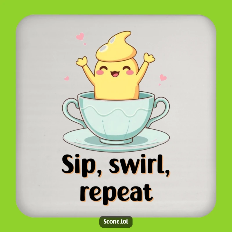 Funny Teacup Dance Scone Drink Coaster: Protect Surfaces with This Hilarious Tiny Art