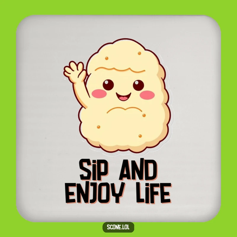 Funny Scone Wave Drink Coaster: Protect Surfaces With A Smiling Pastry And Add Hilarious Decor