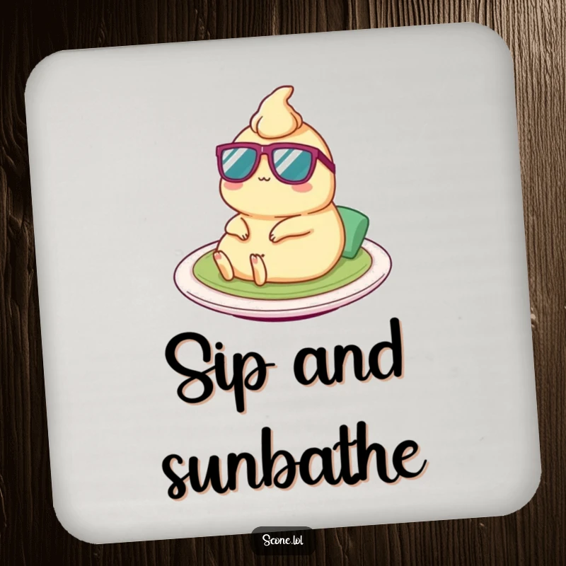 Funny Satay Coasters: A set of humorous coasters featuring a satay character with tiny sunglasses, protecting surfaces with style.