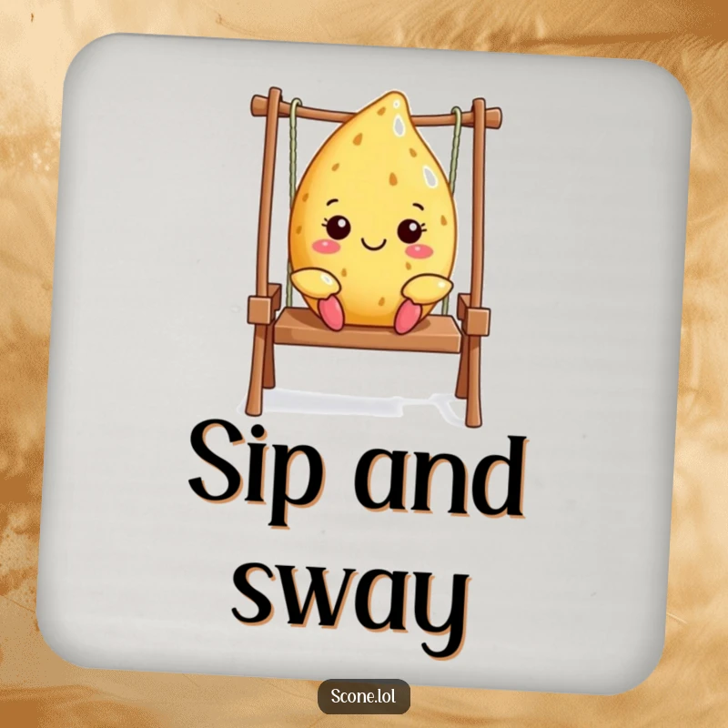 Funny Scone Coaster Set: Happy scones swing, protecting your surfaces with adorable cheerfulness. Perfect funny gift.