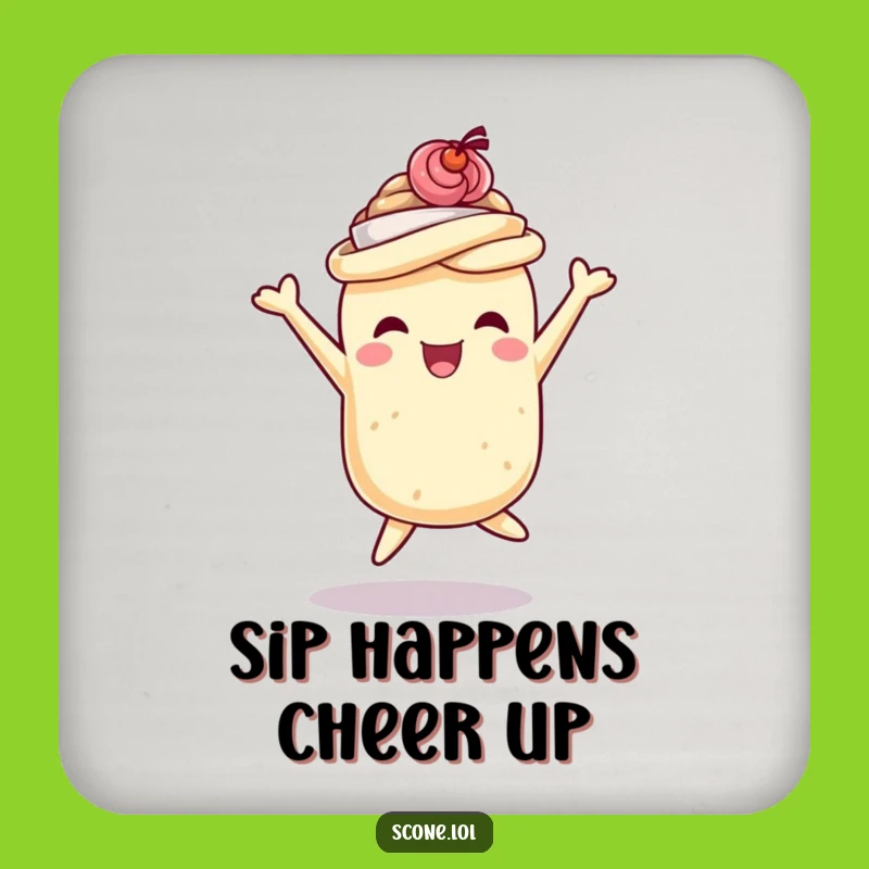 Funny Scone Teacup Hat Coaster: Protect Surfaces With A Joyful Pastry And Hilarious Style