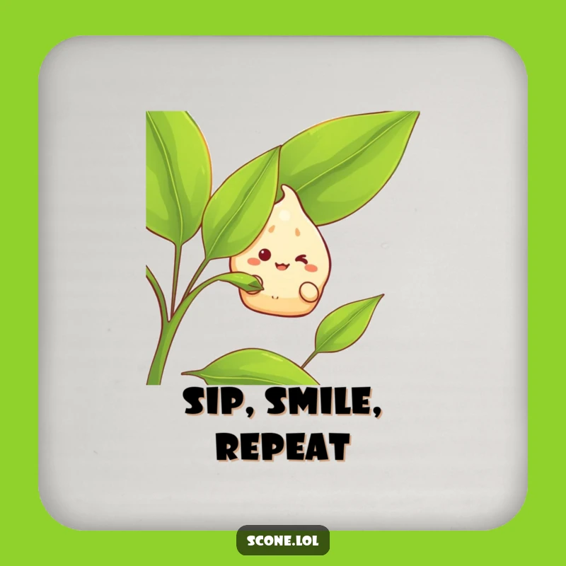 Funny Scone Tea Coaster: Grinning Character, Quirky Drink Accessory Gift