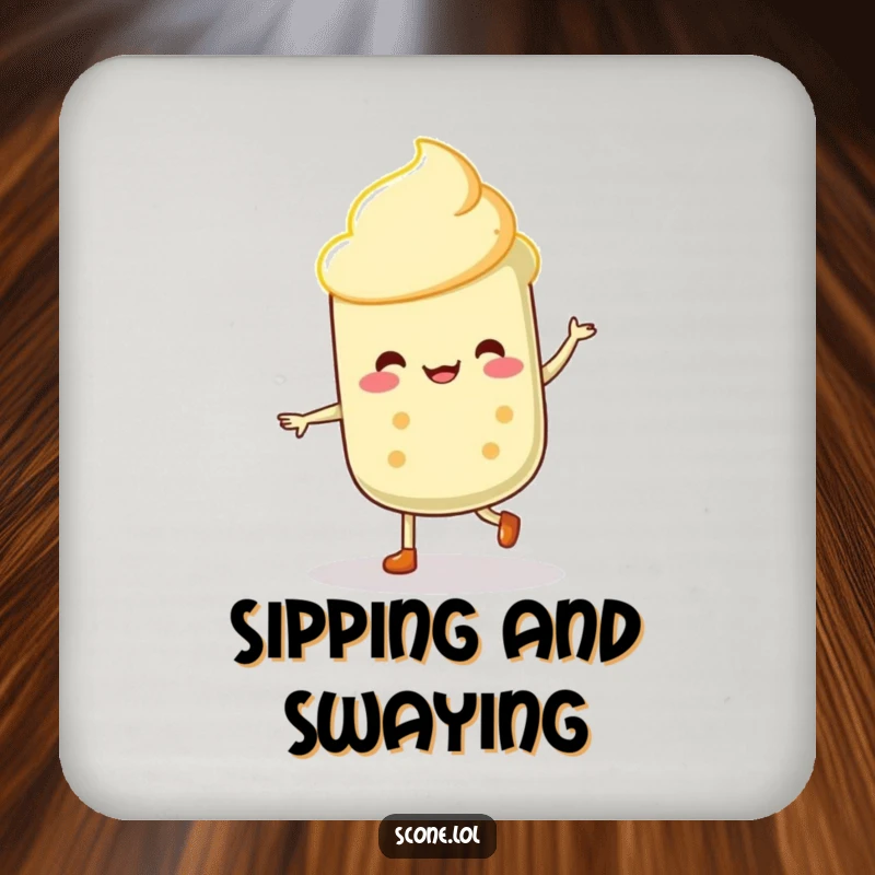 Funny Scone Dancer Drink Coaster: A small coaster showcasing a scone character performing a merry little jig.