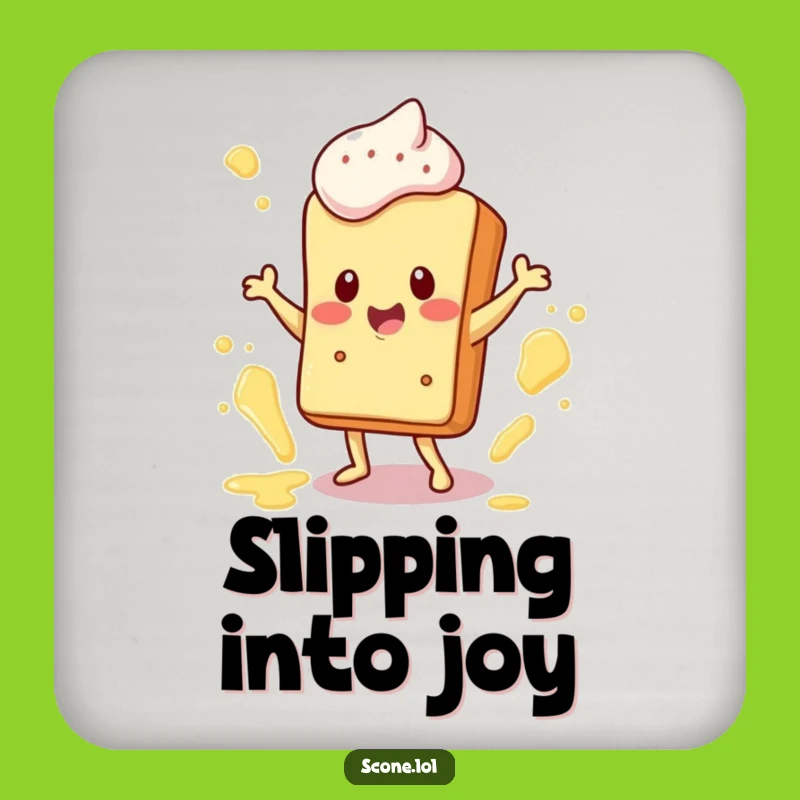 Funny Scone Dance Coaster: Happy Character, Quirky Drink Accessory Gift