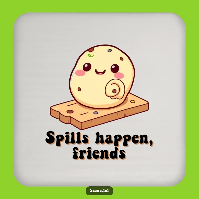 Funny Scone Rolling Down Pastry Board Coaster - Hilarious Protection for Your Surfaces!