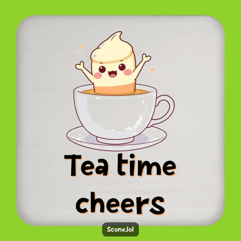 Funny Scone Tea Leap Coaster Set - Protect Surfaces with Humor
