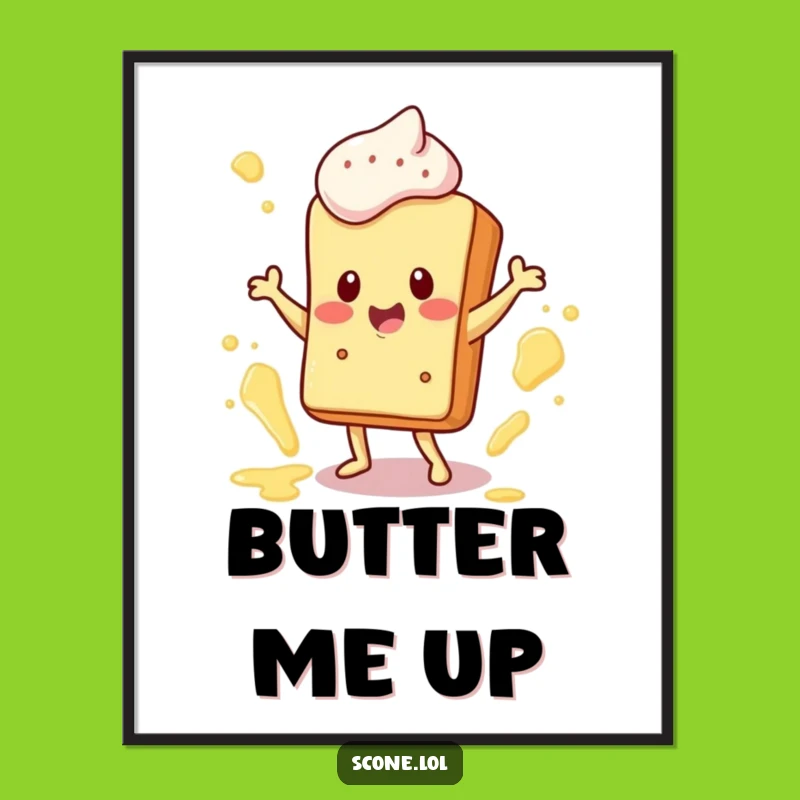 Funny Scone Dance Poster: Happy Character Art, Quirky Wall Decor Perfect Funny Gift