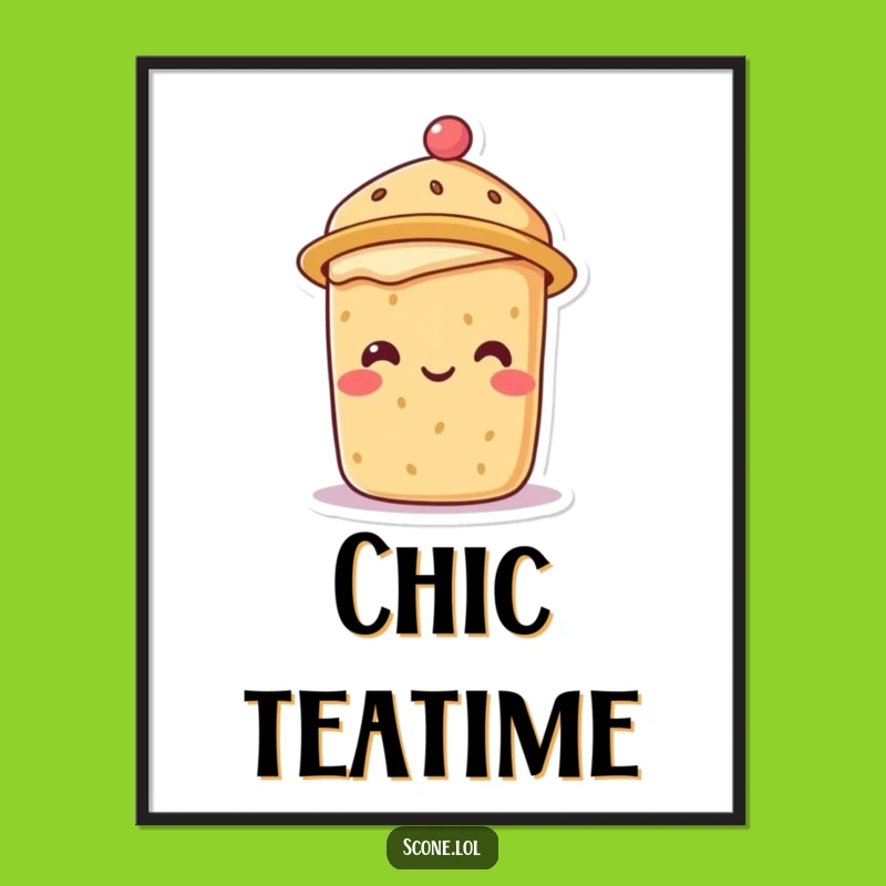 Funny Scone Tea Hat Poster: Hilarious and Charming Wall Art