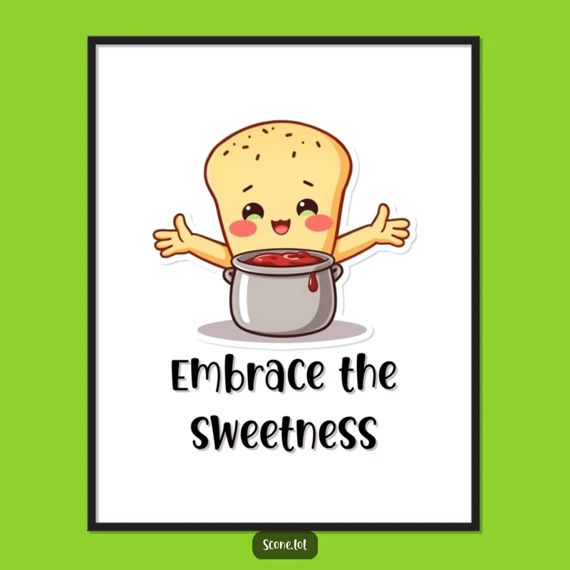 Funny Scone Jam Hug Poster: Loving Character Art, Quirky Wall Decor Perfect Funny Gift