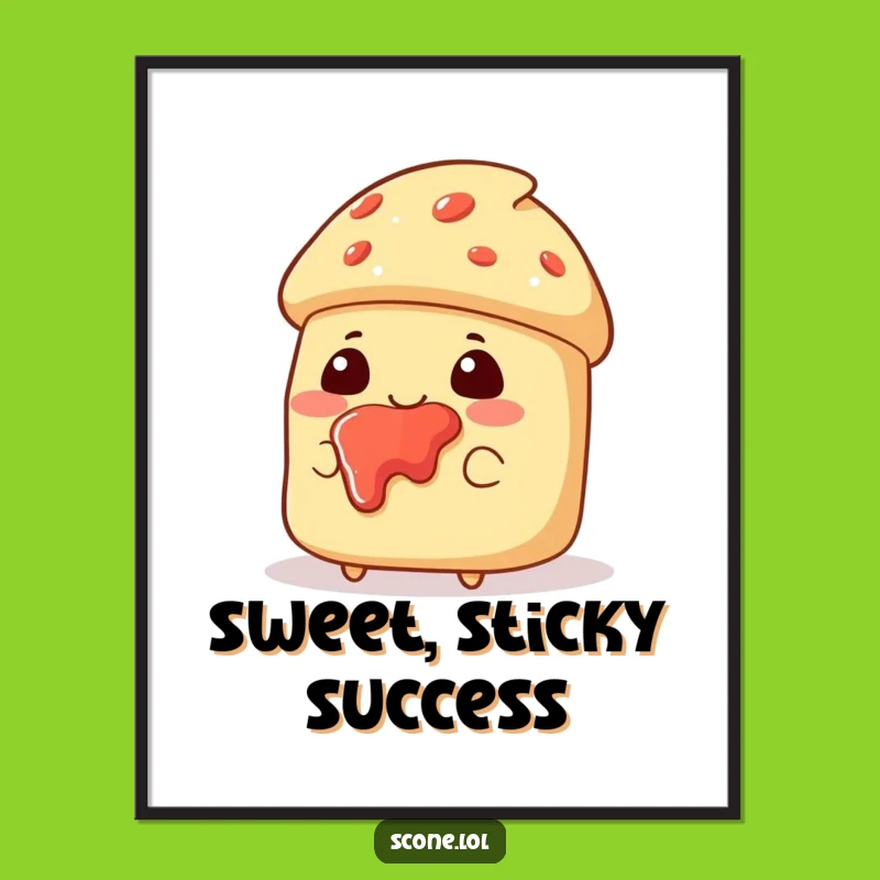 Funny Jam-Faced Scone Poster - Delightful Messy Baked Good Art