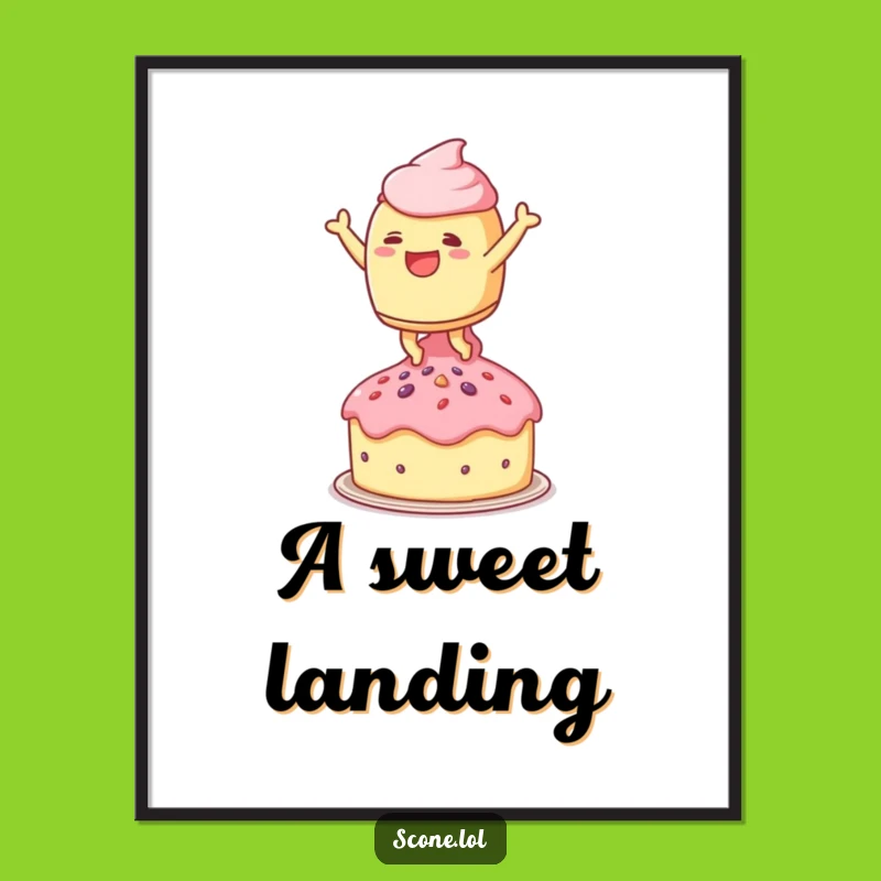 Funny Leaping Scone Poster - Joyful Baked Good Art for Walls