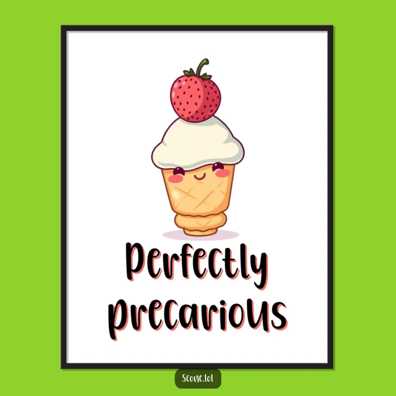 Funny Scone Berry Balance Poster: Hilarious Pastry Art For Whimsical Wall Decor Gift