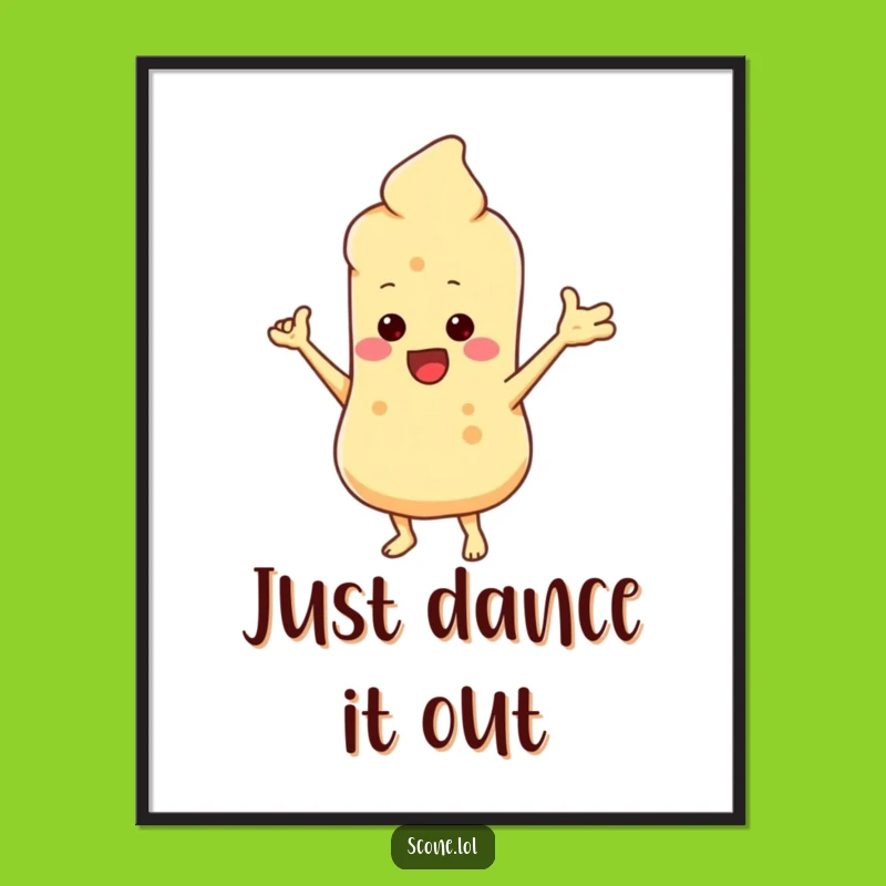 Funny Scone Dance Poster: Quirky Wall Art of a Hilarious Pastry Character