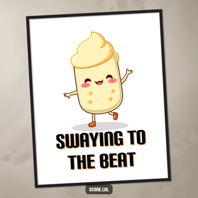 Funny Scone Dancer Poster: An artful display of a scone character performing a joyful and energetic little jig.