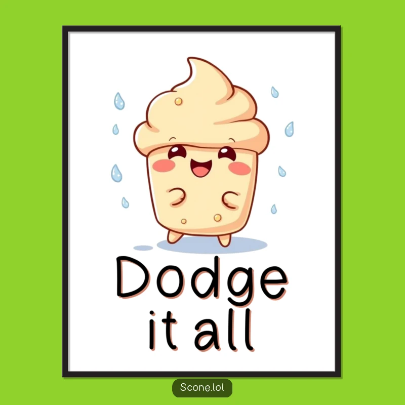 Funny Scone Dodging Rain Poster - Cheerful Wall Art for Any Room