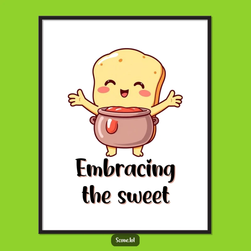 Funny Scone Jam Embrace Poster: Sweet Affection Art, Hilarious Decor, Perfect Gift for Lovers!