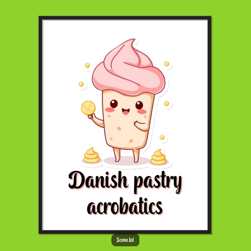 Funny Scone Juggling Cream Poster: Adorable Pastry Art for a Cheerful Home