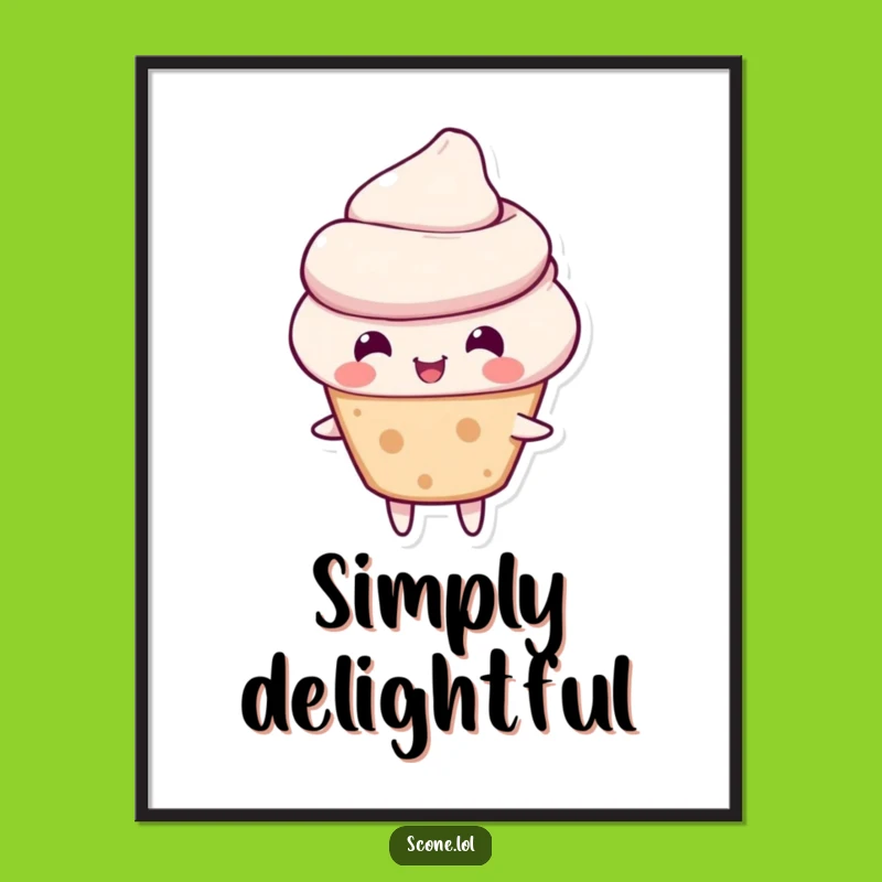 Funny Scone Poster - Cheerful Bounce Art, Whimsical Humorous Wall Decor